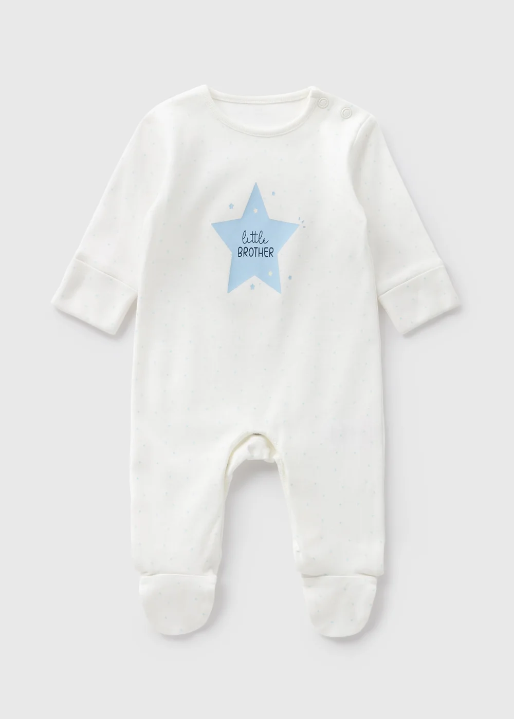 Baby Cream Little Brother Sleepsuit (Newborn-18mths) - Age 0 - 3 Months Image 1