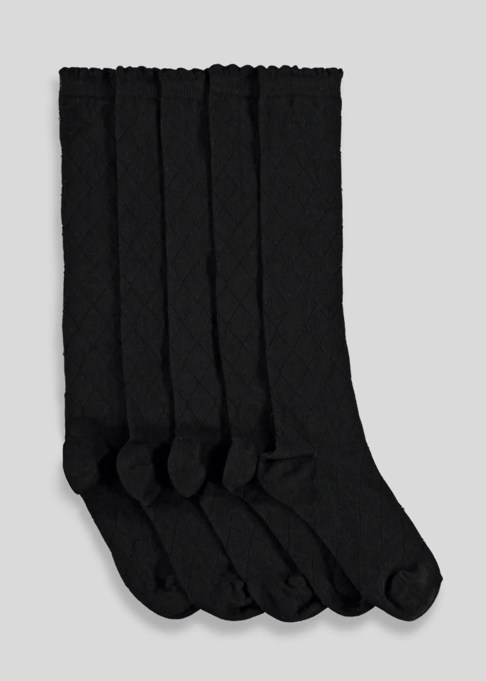 5 Pack Girls Black Diamond Socks (Younger 6-Older 5.5) - 6-8.5 Image 1