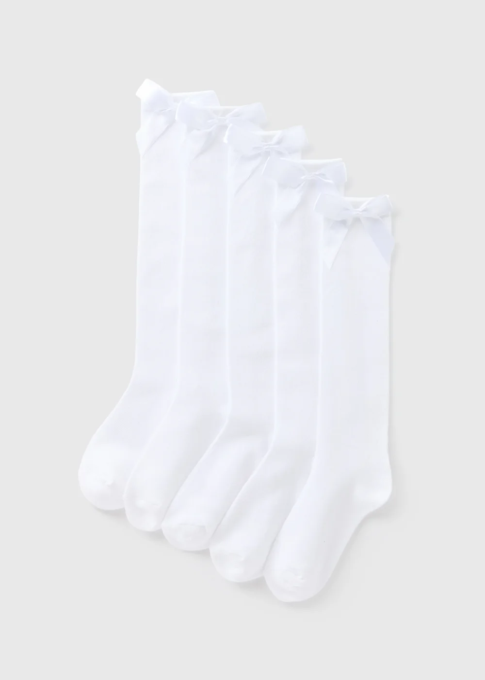 5 Pack of White Bow Knee High Socks (Younger 6-Older 6.5) - 6-8.5 Image 1