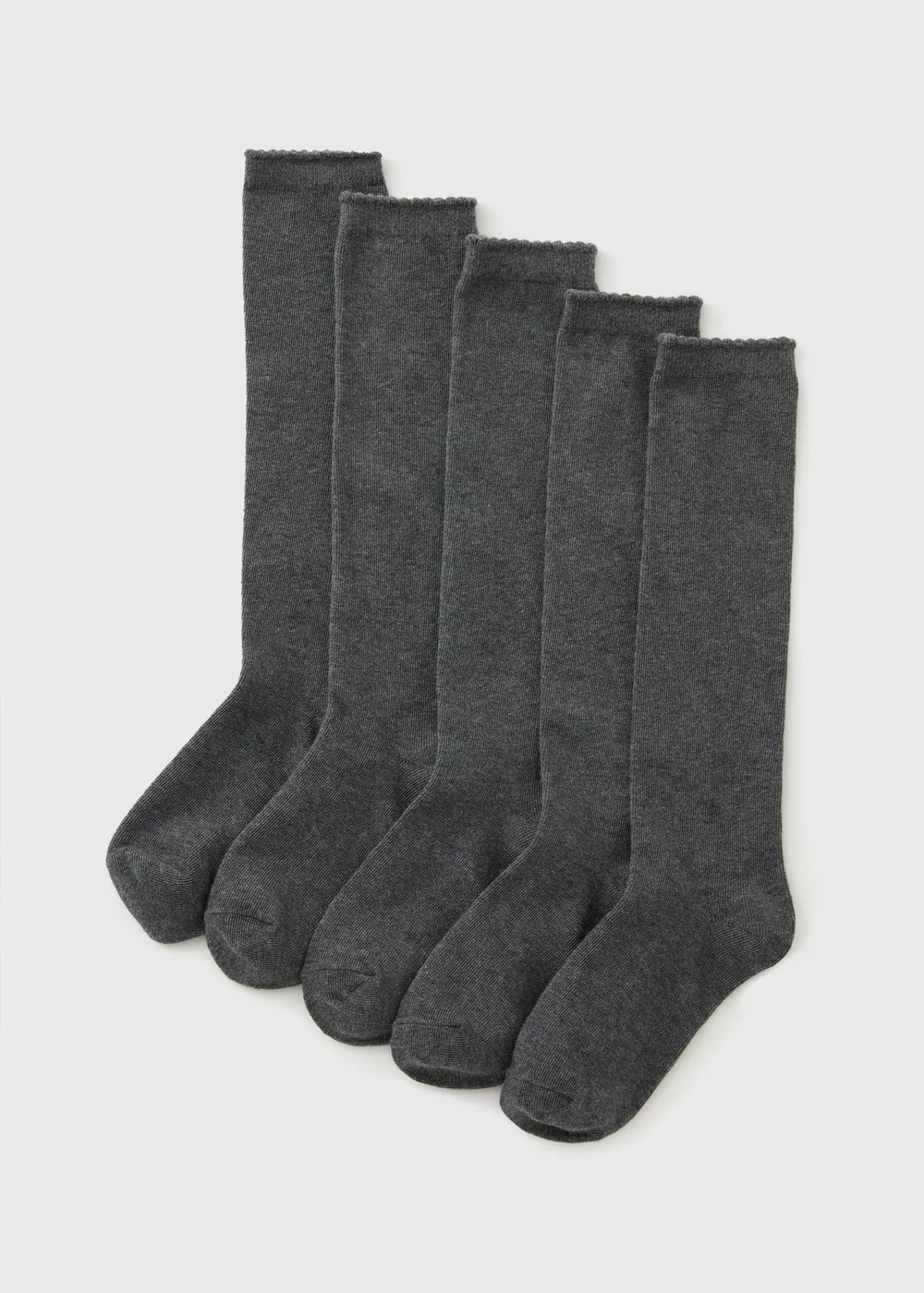 5 Pack Girls Grey Knee Length Socks (Younger 6-Older 6.5) - 6-8.5 Image 1