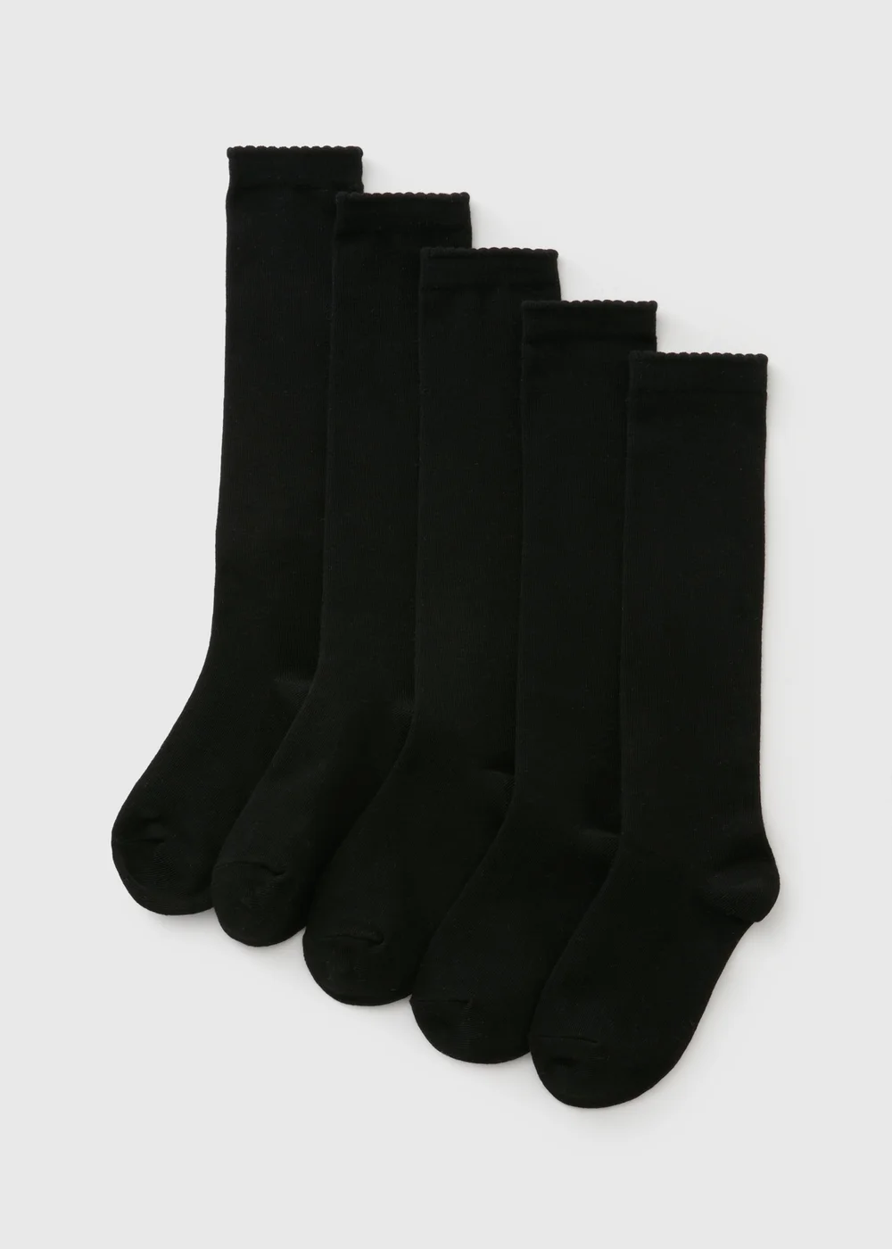 5 Pack Girls Black Knee Length Socks (Younger 6-Older 6.5) - 6-8.5 Image 1