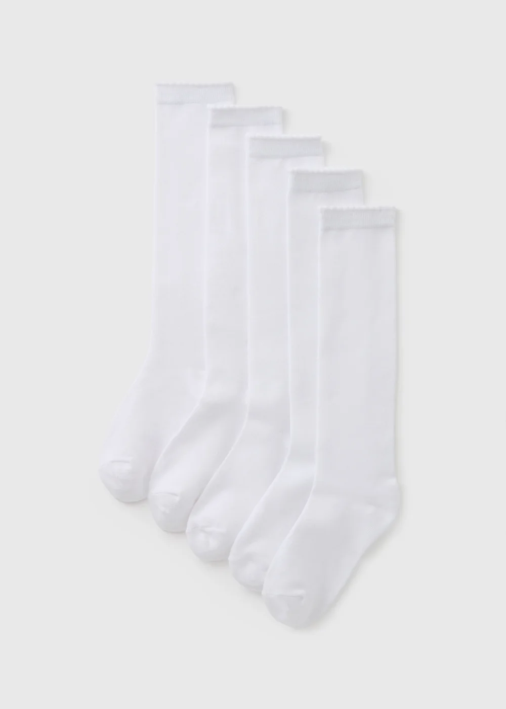 5 Pack Girls White Knee Length Socks (Younger 6-Older 6.5) - 6-8.5 Image 1