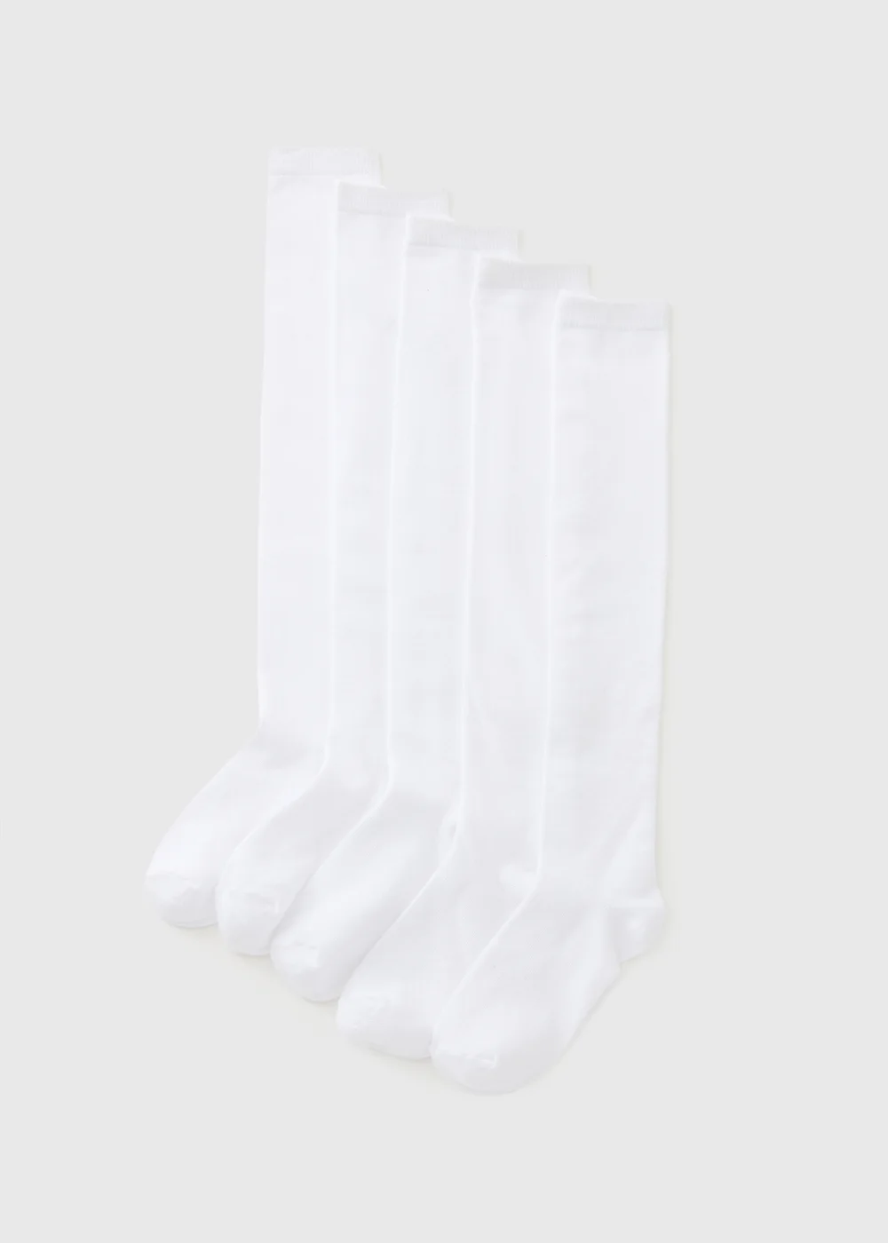 Girls 5 Pack White Over The Knee Socks (Younger 6 - Older 6.5) - 6 - 8.5 Image 1