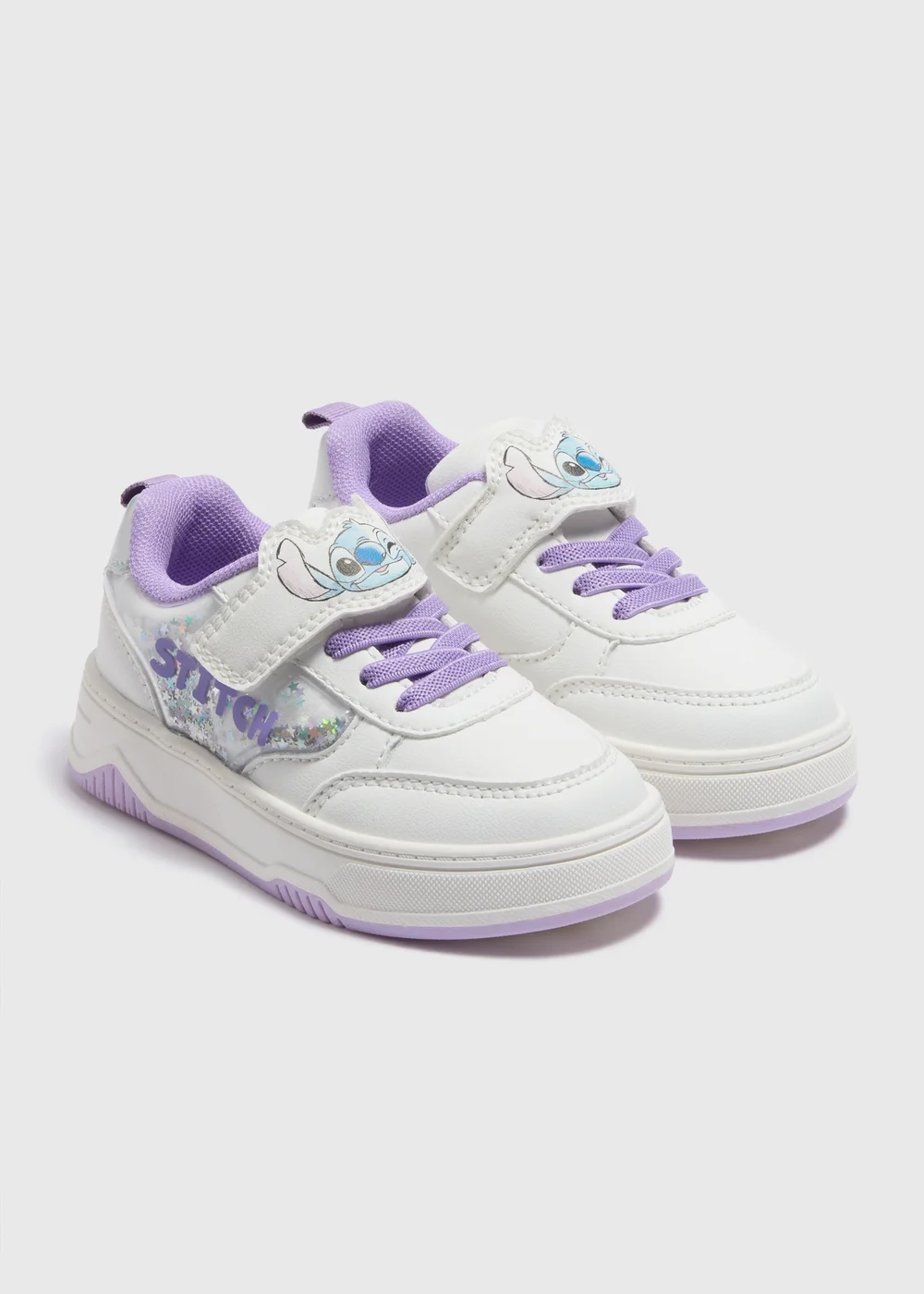 Disney Girls White Stitch Trainers (Younger 4-12) - Size 4 Infants Image 1