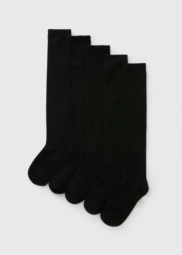 5 Pack Girls Black Over The Knee Socks (Younger 6-Older 6.5)