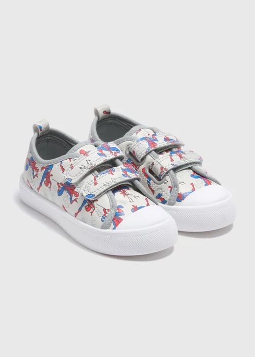 Spiderman Kids Grey Double Strap Trainers (Younger 4-12) - Size 4 Infants Image 1