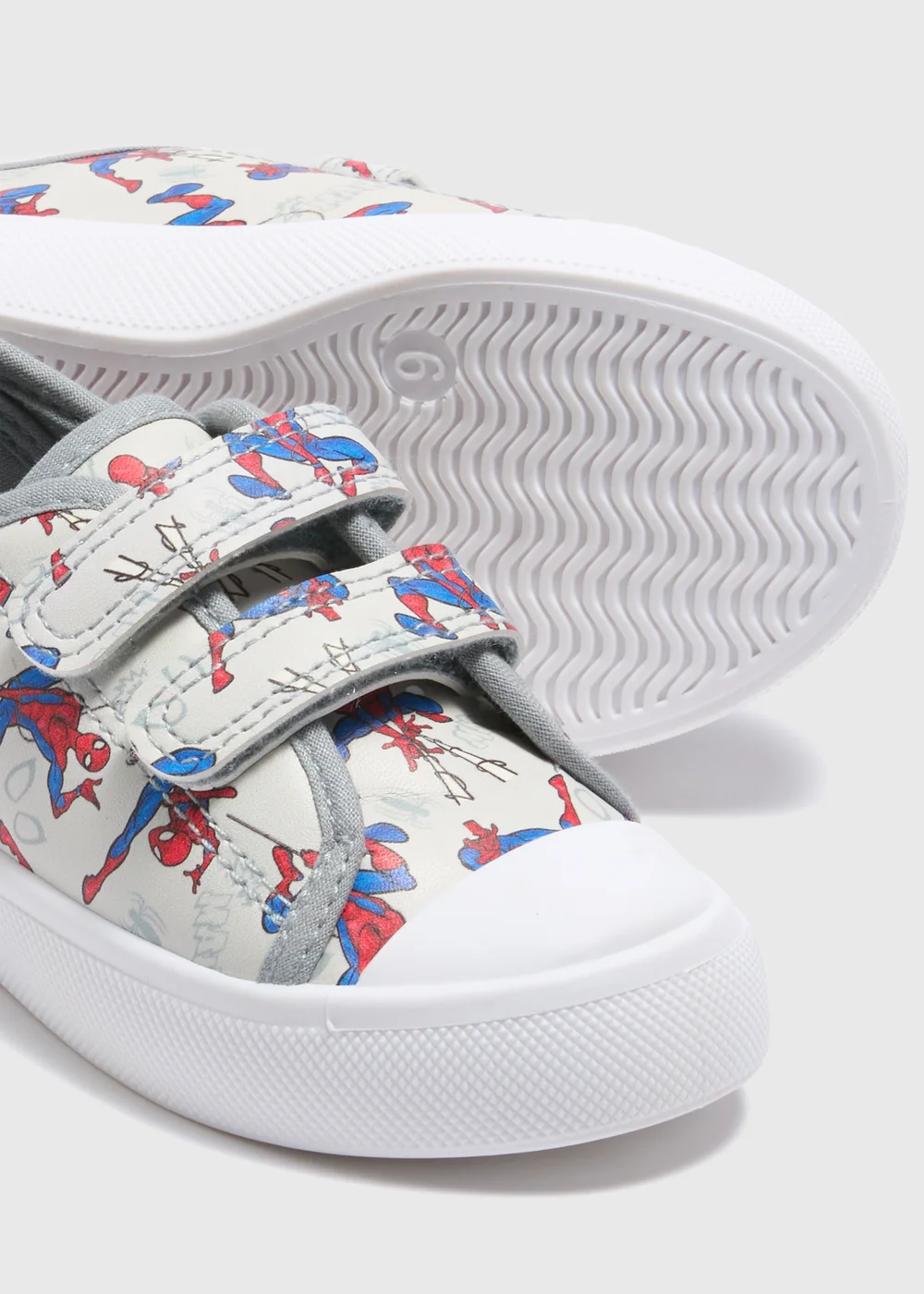 Spiderman Kids Grey Double Strap Trainers (Younger 4-12) - Size 4 Infants Image 2