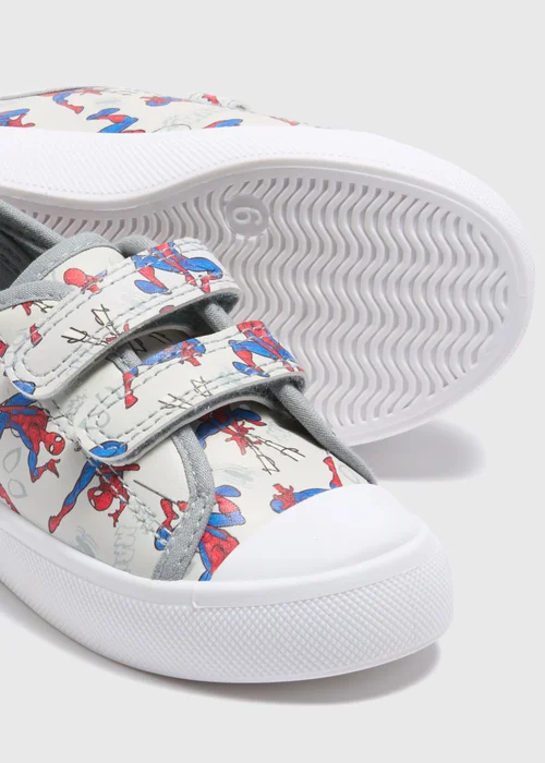 Spiderman Kids Grey Double Strap Trainers (Younger 4-12) - Size 4 Infants Image 2