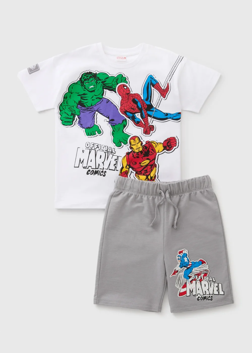 Boys Grey Marvel T-Shirt & Shorts Set (3-13yrs) - 3 Yrs Image 1