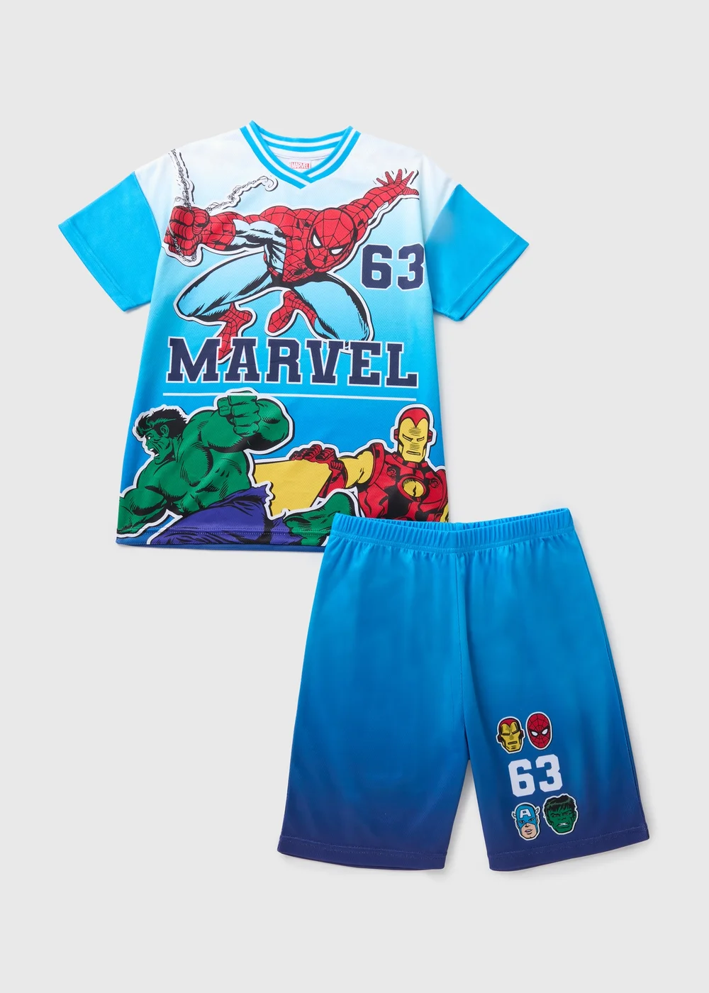 Boys Marvel Blue T-Shirt & Shorts Set (3-13yrs) - Age 3 Years Image 1
