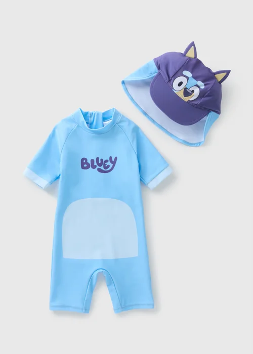 Bluey Kids Blue Surf Suit & Hat Set (12mths-7yrs) - 12-18 months Image 1