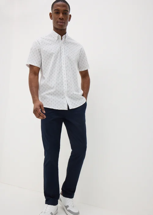 White Geometric Short Sleeve Shirt - S Image 2