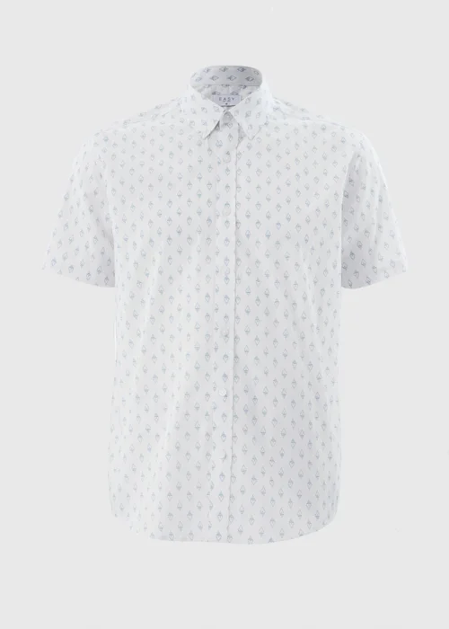 White Geometric Short Sleeve Shirt - S Image 4