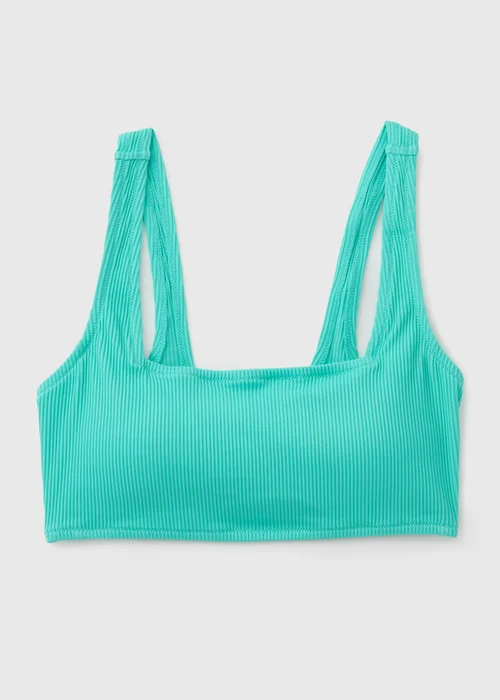 Turquoise Textured Crop Bikini Top - 6 Image 3