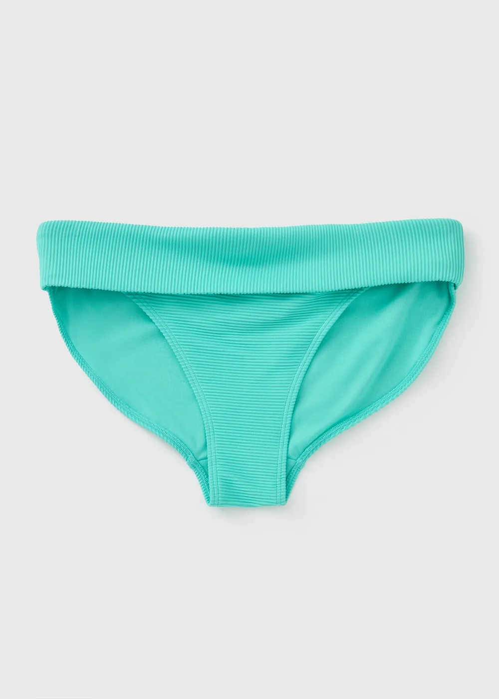 Turquoise Textured Rib Foldover Bikini Bottoms - 6 Image 2