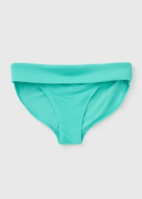 Turquoise Textured Rib Foldover Bikini Bottoms - 6 Image 2