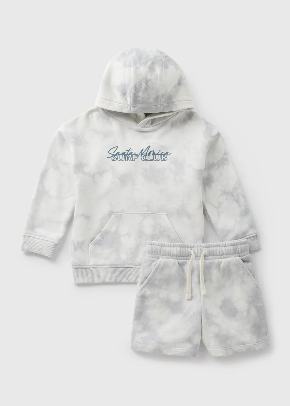 Boys Grey Tie Dye Hoodie & Shorts Set (1-7yrs) - 1-1.5 Yrs Image 1