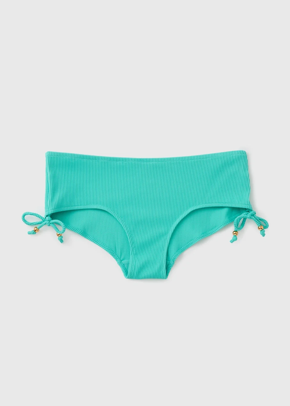 Turquoise Textured Short Brief Bikini Bottoms - 6 Image 2
