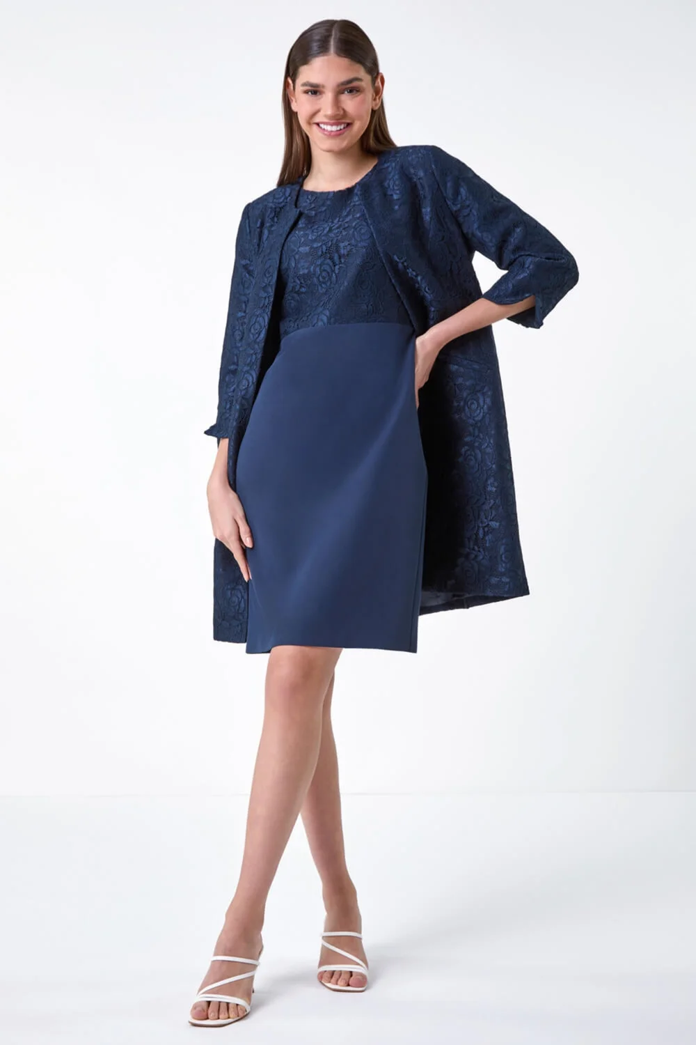 Roman Navy Lace Bodice Shift Dress - 20 | Matalan Roman Navy Lace Bodice Shift Dress - 20 | Matalan