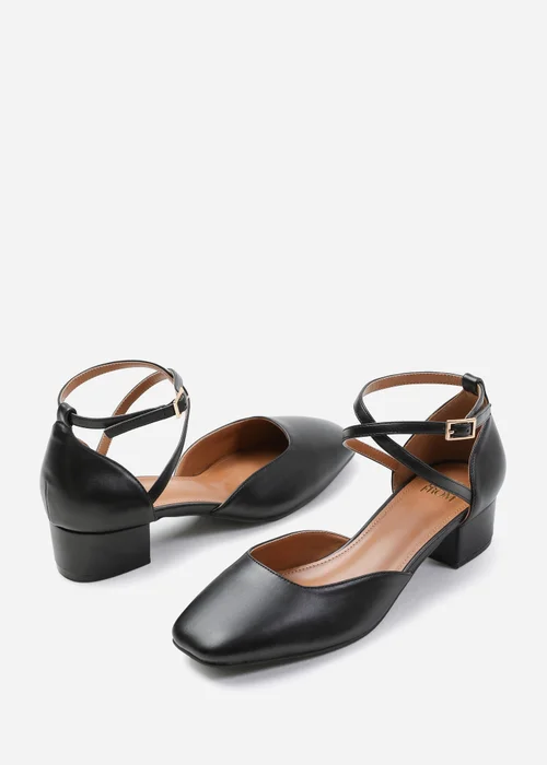 Where's That From Black Peru Low Ankle Strap Block Heels - 3 Image 1