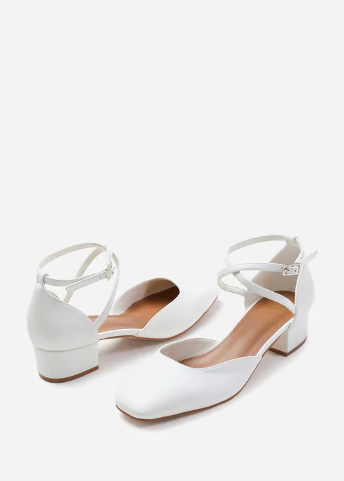 Where's That From White Peru Low Ankle Strap Block Heels - 3 Image 2