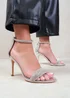 Where's That From Silver Sabra Wide Fit High Heel Sandals - Size 6 Image 1