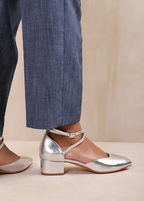 Where's That From Silver Peru Wide Fit Low Block Heels - 3 Image 3