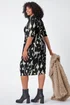 Roman Black Curve Abstract Print Stretch Shift Dress - 26-28 Image 4