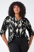 Roman Black Curve Abstract Print V-Neck Jersey Top - Size 20 Image 2