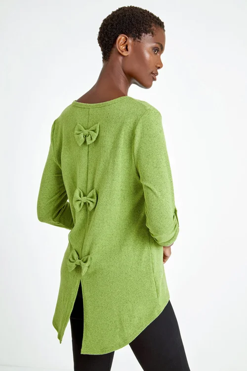 Roman Lime Bow Back Detail Stretch Top - Size 20 Image 2