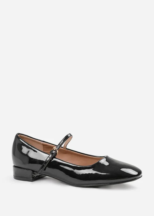 Where's That From Black Minsk Wide Fit Low Heels - Size 3 Image 2