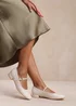 Where's That From Cream Patent Minsk Wide Fit Low Heels - Size 5 Image 1