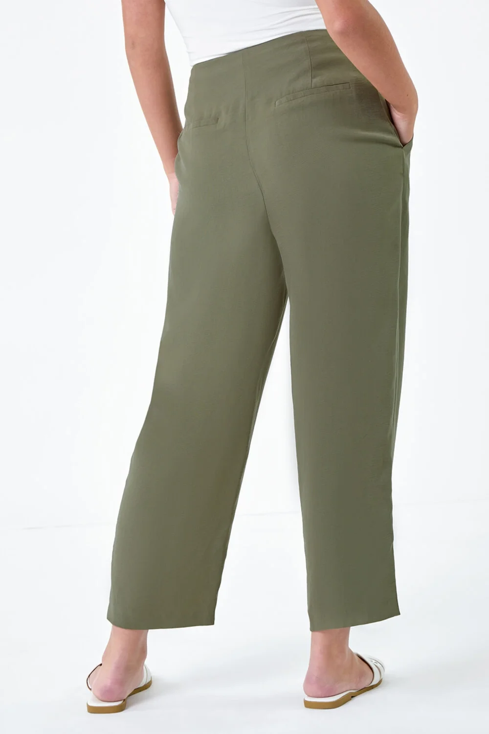 Roman Khaki Petite Cropped Tapered Trousers - 10 Image 4