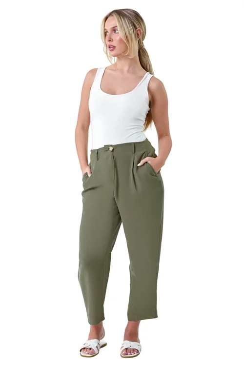 Roman Khaki Petite Cropped Tapered Trousers - 10 Image 2