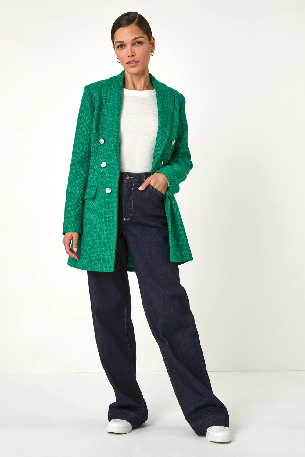 Roman Green Tailored Longline Boucle Jacket - 16 Image 4