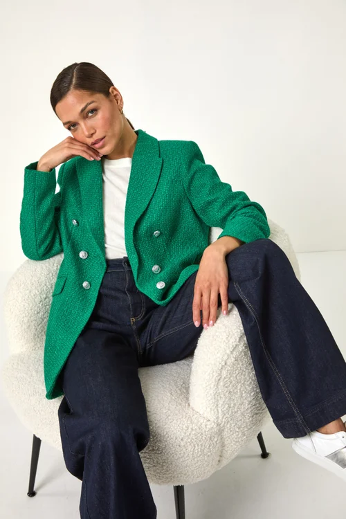 Roman Green Tailored Longline Boucle Jacket - 16 Image 2