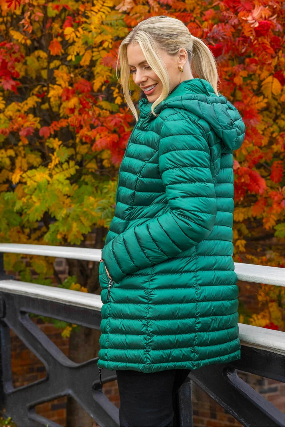 Roman Green Longline Quilted Hooded Puffer Coat - 18 Image 3