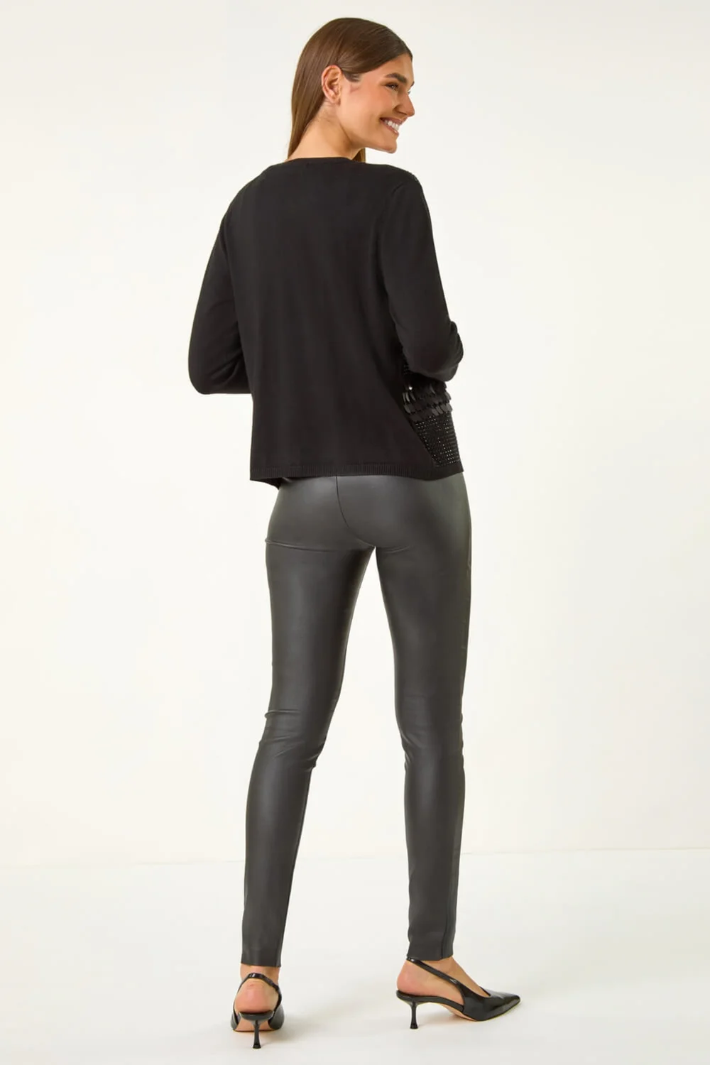 Roman Black Sequin Embellished Knit Cardigan - Size 20 Image 3