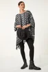 Roman Light Grey Tribal Pattern Fringe Poncho Jumper - Small/Medium Image 3