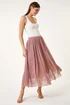 Roman Pink A-Line Shimmer Stretch Midi Skirt - Size 20 Image 3