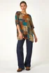 Roman Dark Green Paisley Patchwork Print Woven Top - Size 22 Image 3