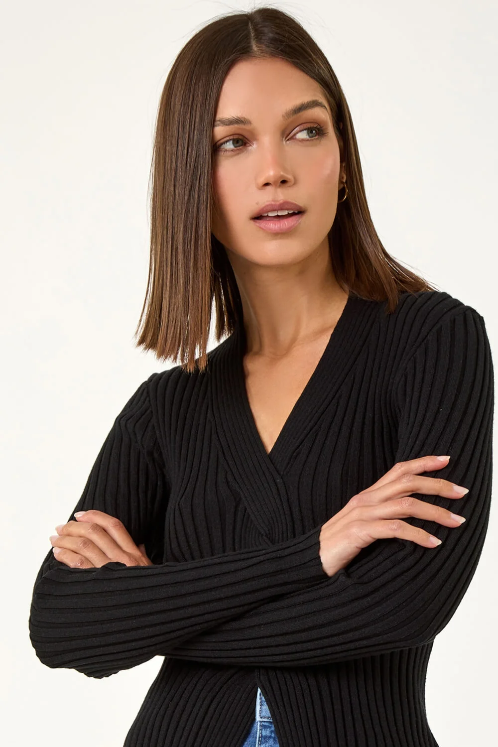 Roman Black Cable Split Detail Rib Jumper - 10 Image 4