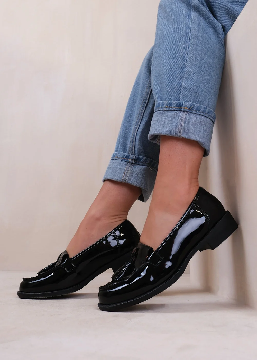 Where's That From Black Patent Imogen Flatform Slip On Loafers - 8 Image 3