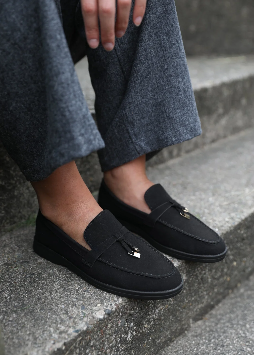 Where's That From Black Faux Suede Pegasus Slip On Trim Loafers - 8 Image 2
