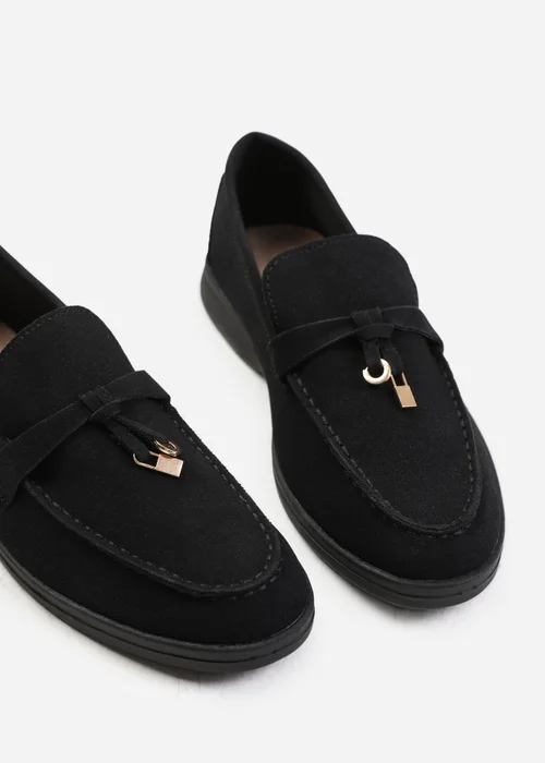 Where's That From Black Faux Suede Pegasus Slip On Trim Loafers - 8 Image 1