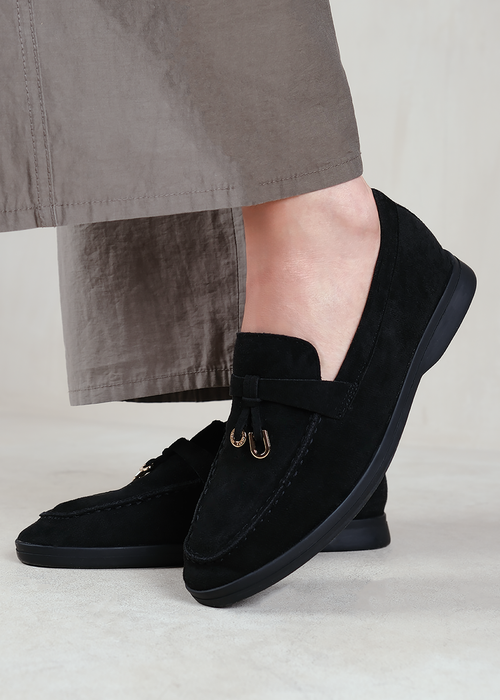 Where's That From Black Faux Suede Pegasus Slip On Trim Loafers - 8 Image 3