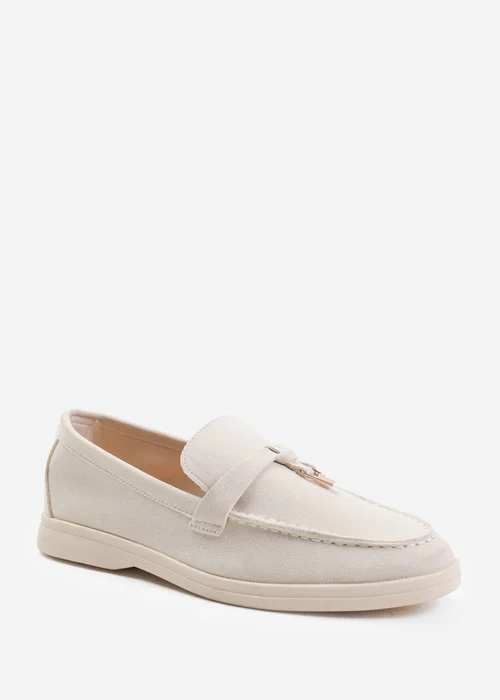 Where's That From Beige Faux Suede Pegasus Slip On Trim Loafers - 8 Image 1