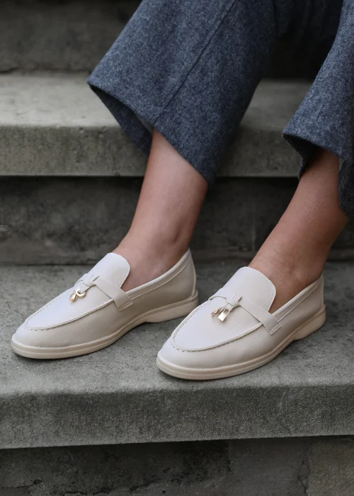 Where's That From Beige Faux Suede Pegasus Slip On Trim Loafers - 8 Image 2