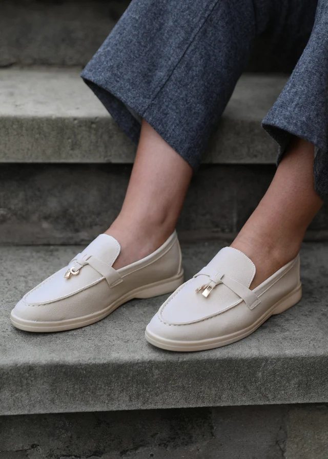 Where's That From Beige Faux Suede Pegasus Wide-Fit Slip On Loafers