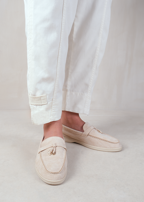 Where's That From Beige Faux Suede Pegasus Wide-Fit Slip On Loafers - Size 6 Image 3
